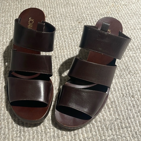 Vintage Joan & David Brown Leather Block Heel Sandals/Clogs/Mules size 8.5 - Picture 2 of 9